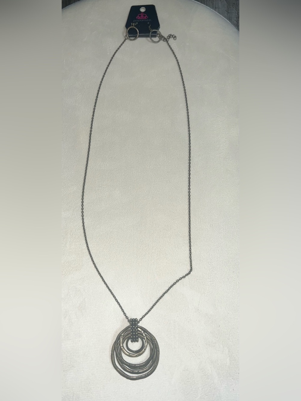 paparazzi Gunmetal Layered Ring Pendant Necklace